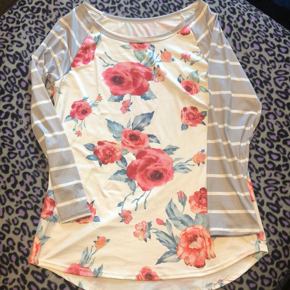 Pretty Floral/Striped Top
